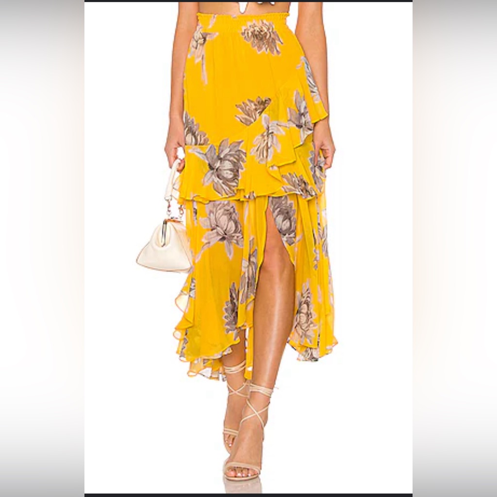 Misa Los Angeles Floral Print Midi Skirt Size Medium Nwot